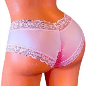 Victoria’s Secret Supersoft Satiny Lace trim cheeky panty pink